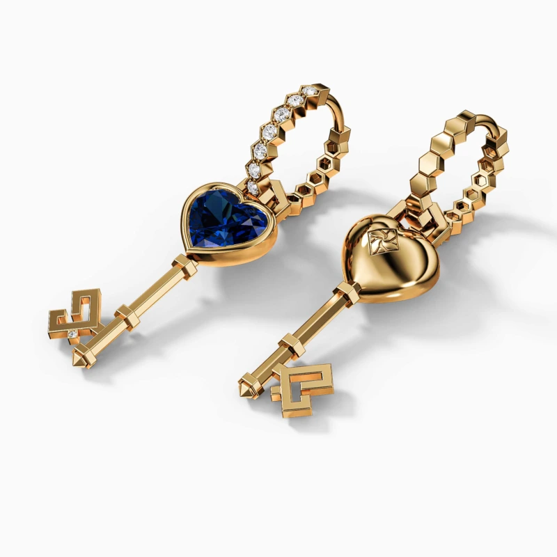 Alternative view of Key of Love Kyanite Solitaire with Diamond Hoop Earring