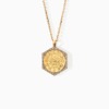 Gold Quarter Ginea Necklace in Diamond Frame with a diamond-encrusted border and engraved Ginea-style medallion from Yataghan Jewellery.