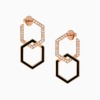 Infinity Black Enamel Extra Large Diamond Earrings by Yataghan Jewellery with rose gold tones, black enamel accents and pavé-set diamonds.