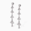 Dangling Lotus Evening Earrings by Yataghan Jewellery in silver with sparkling crystal-styled drops and a refined lotus silhouette.